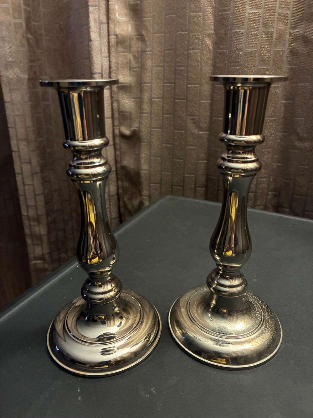 Vintage Gallery Originals Silver tone e candle Stick Holders 1984. 7 3/8" (inch)